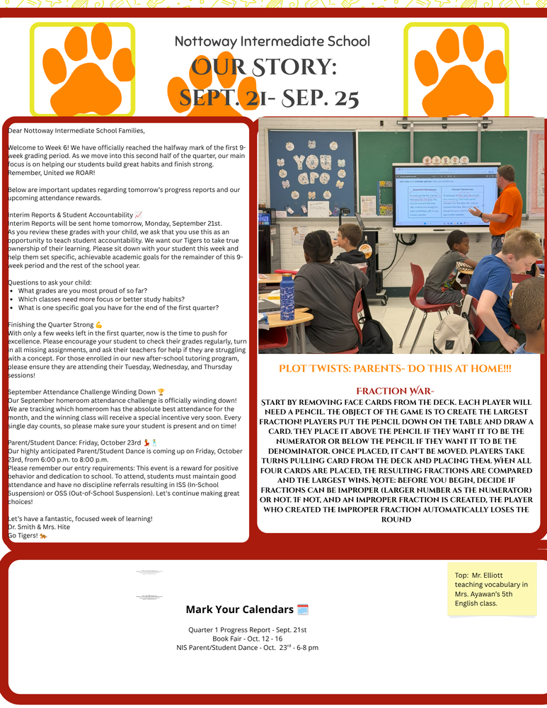 NIS Newsletter - Week of Sept. 21