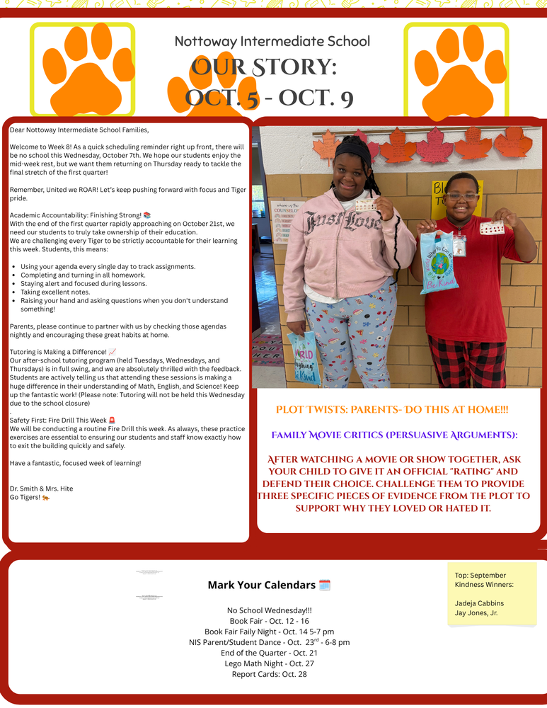 NIS Newsletter - Week of Oct. 5