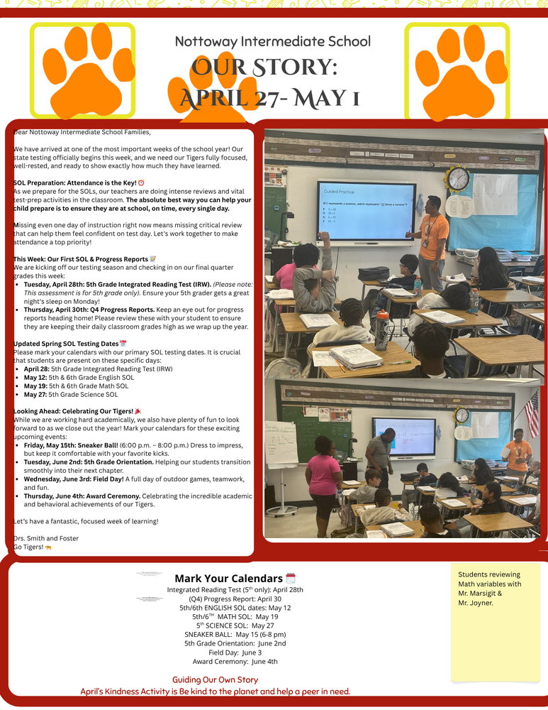 NIS Newsletter-Week of April 27