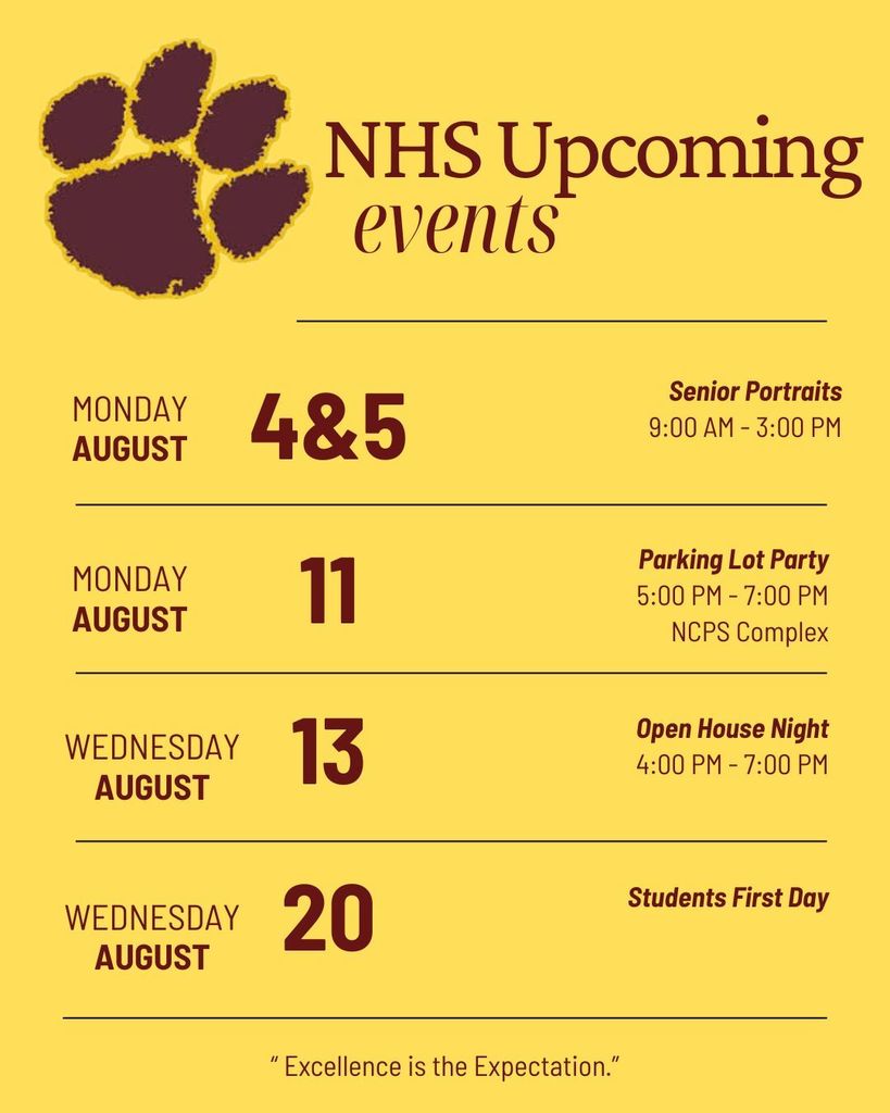 Nottoway High School Upcoming Events. 