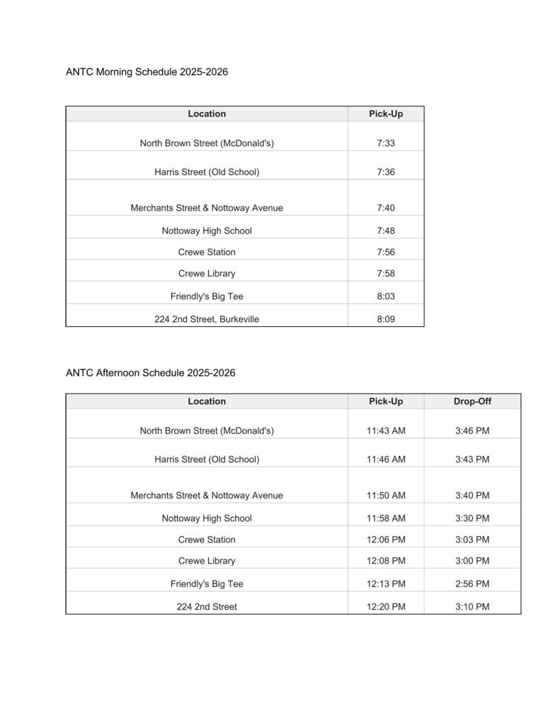 Bus Schedule