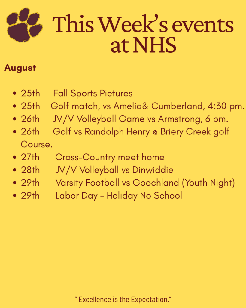 This week's events at NHS.