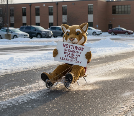 cougar with at home learning sign