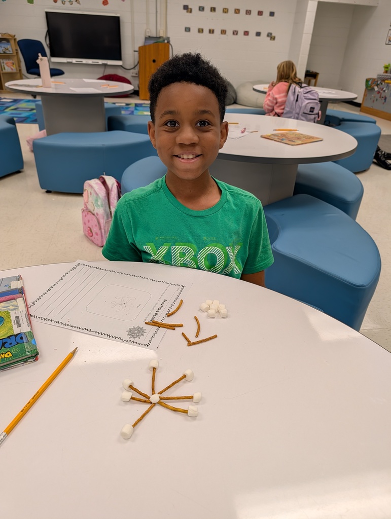Students with their snowflake replicas.