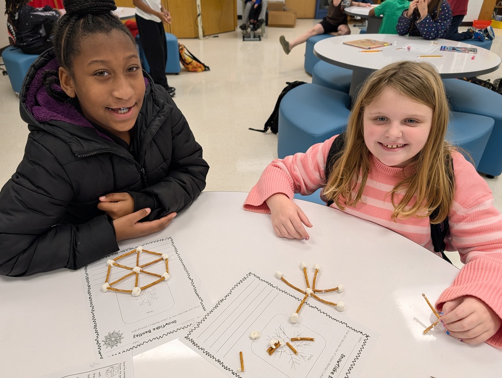 Students with their snowflake replicas.