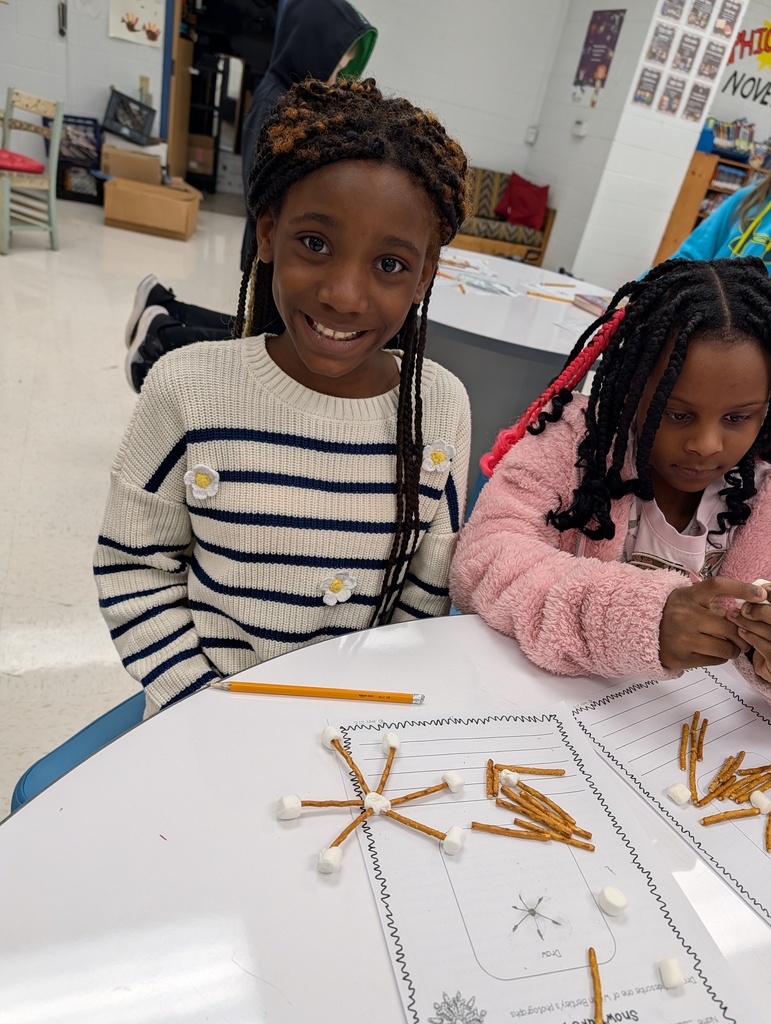 Students with their snowflake replicas.