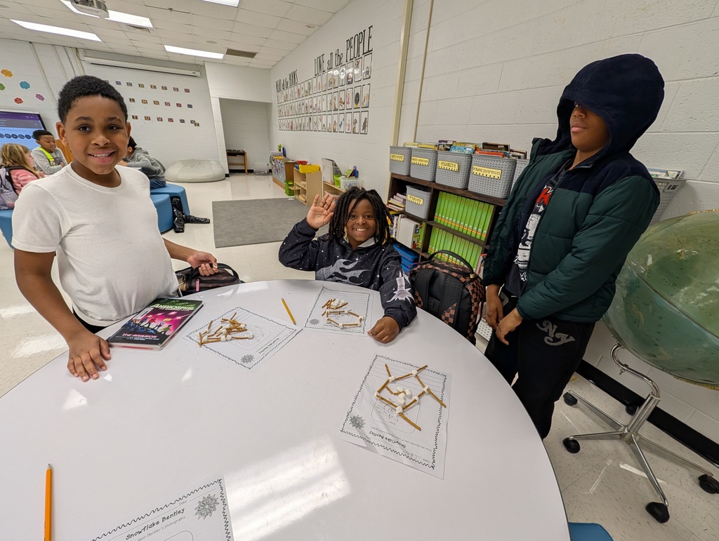 Students with their snowflake replicas.