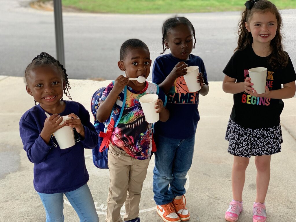 Pre-K students enjoying Snowie!