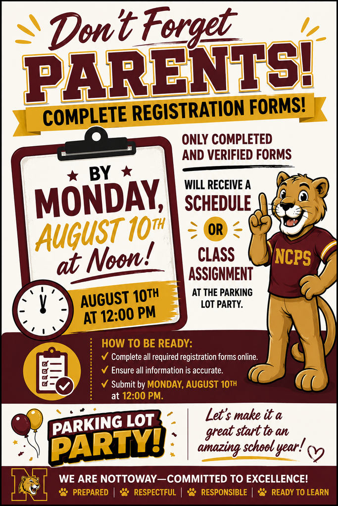 A flyer with a lion mascot displays a schedule assignment. A clock shows the time as 12:00 PM.