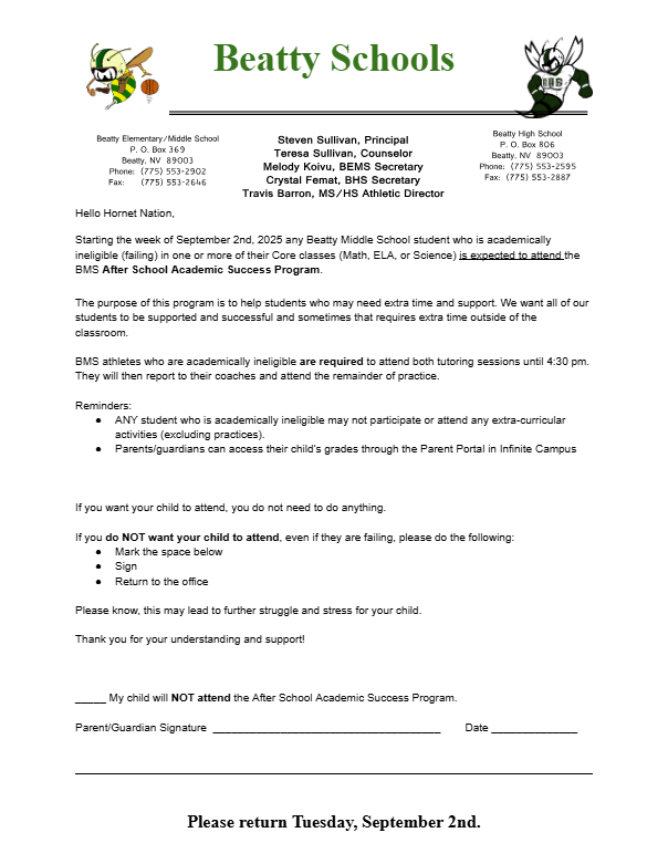 Tutoring Letter