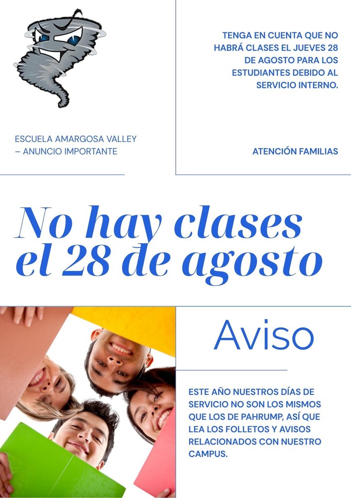 NO SCHOOL on August 28th, IN SERVICE DAY