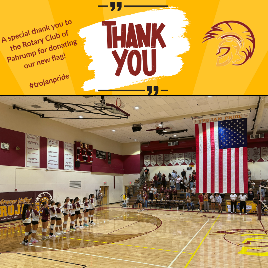 Rotary Club of Pahrump Donates New Flag for Our Gym!