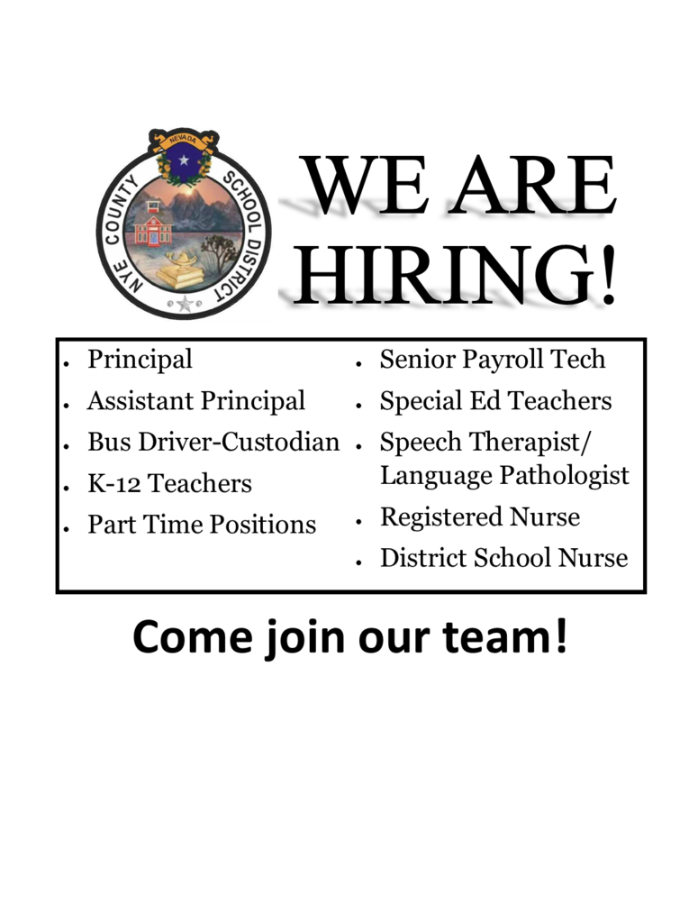 NCSD is hiring for various positions.