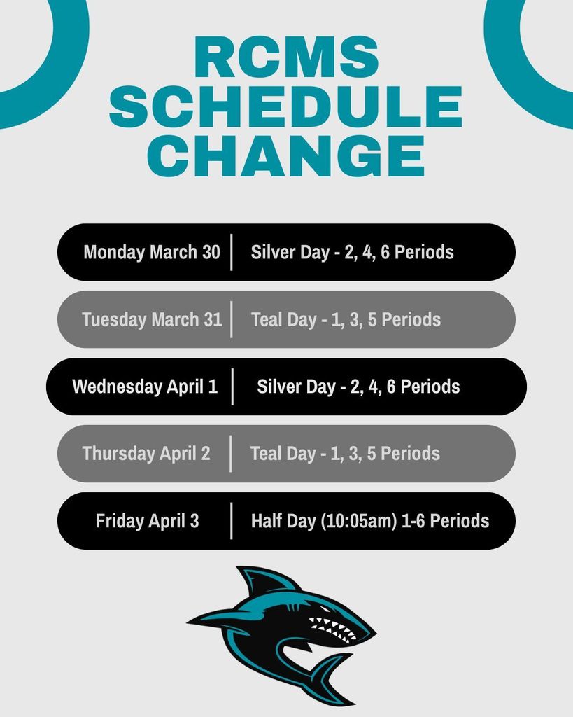 RCMS Schedule Change next week