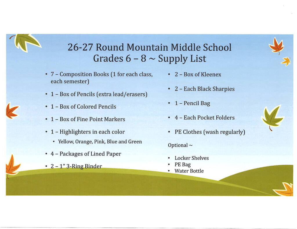 26-27 RMHS Supply List