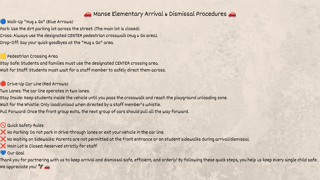 Safe Arrival & Dismissal Procedures