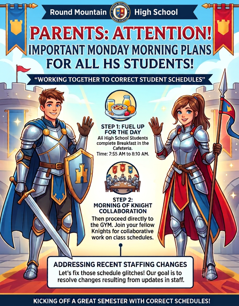 ATTENTION HS STUDENTS ONLY!!!!! We will be meeting will each of you on Monday to correct your schedules and to fill the empty holes. We will begin with seniors and then move down through the underclassmen. We have had some changes in staffing and there for some changes in the scheduled. Please see the flyer for Monday mornings plan. We look forward to seeing you all Monday morning.