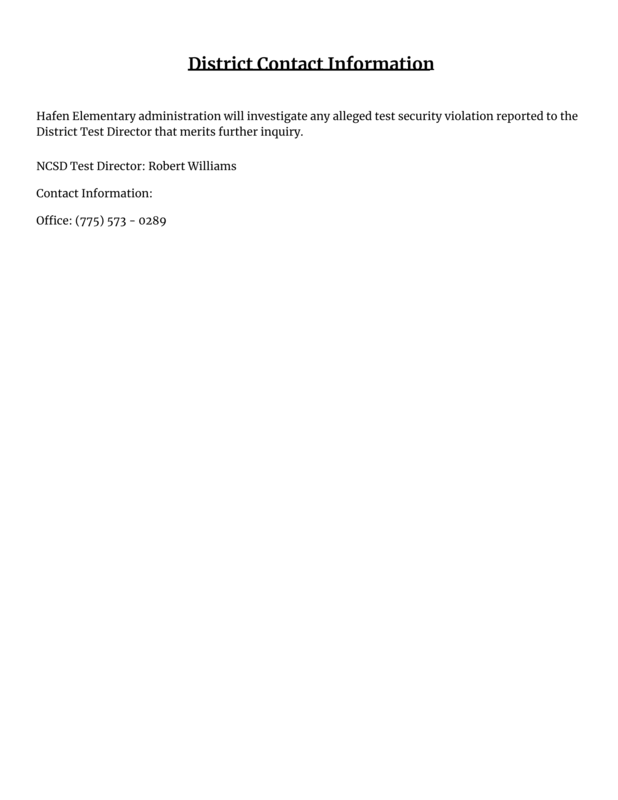 Information regarding upcoming testing.