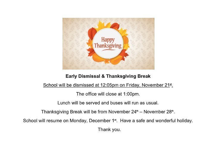 Thanksgiving Break dates