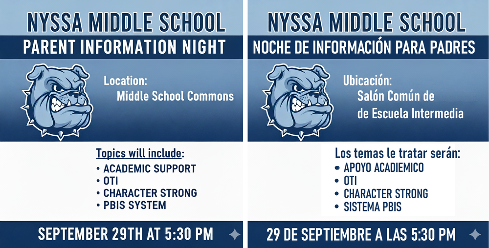 Parent Information Night September 29th @ 5:30pm