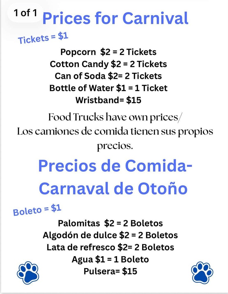 Cost for carnival