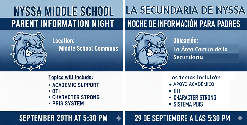 Parent Information Night September 29th @ 5:30pm