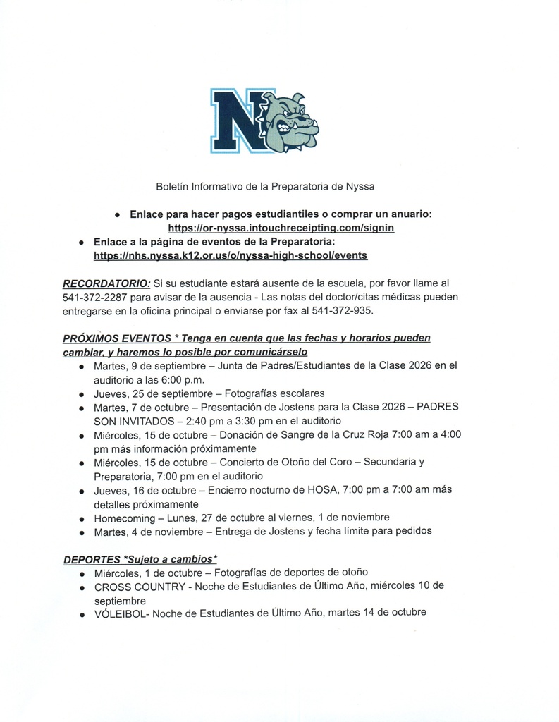 NHS Weekly Newsletter