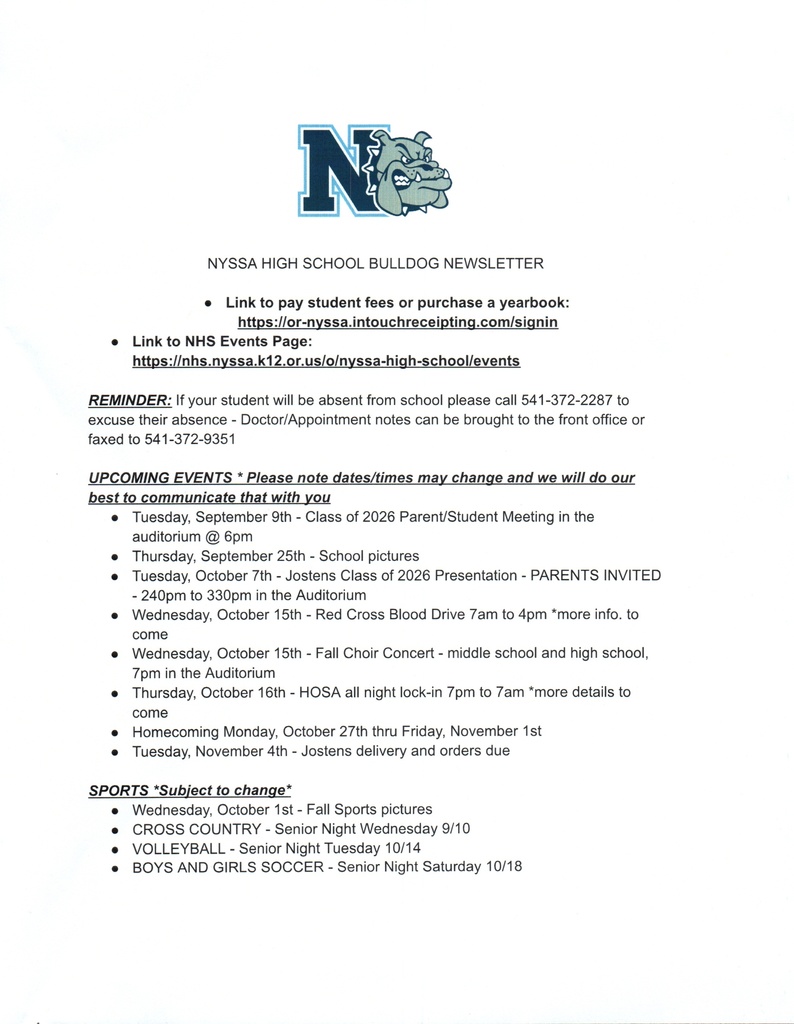 NHS Weekly Newsletter
