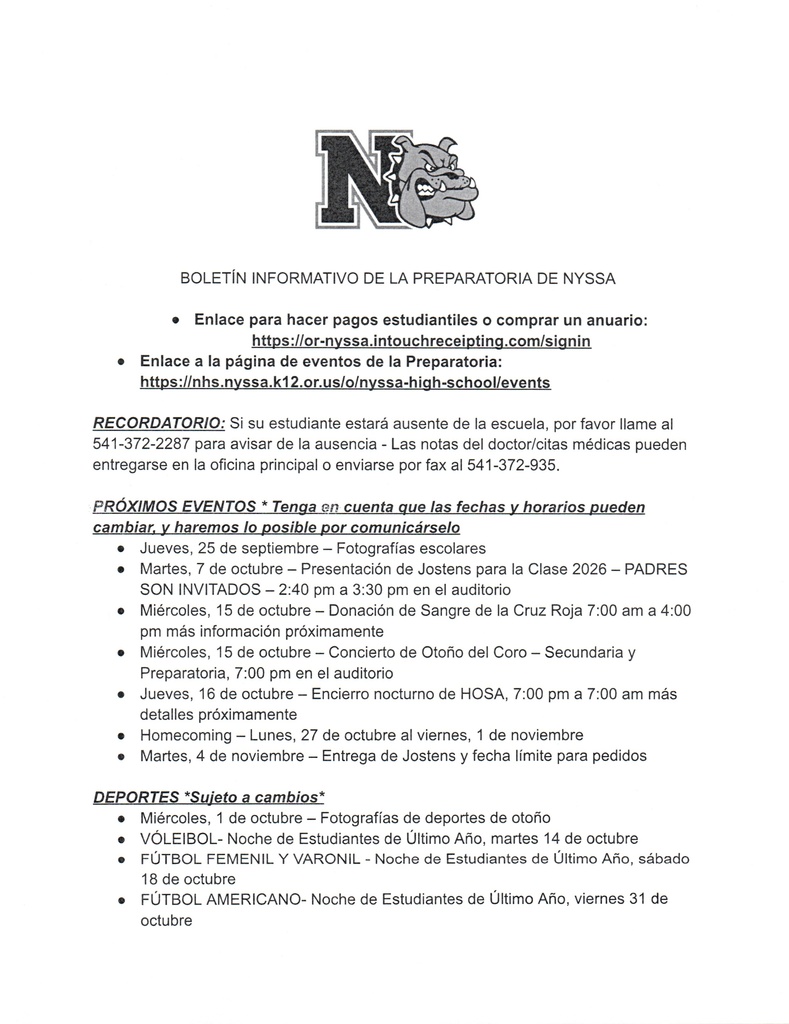 NHS Weekly Newsletter