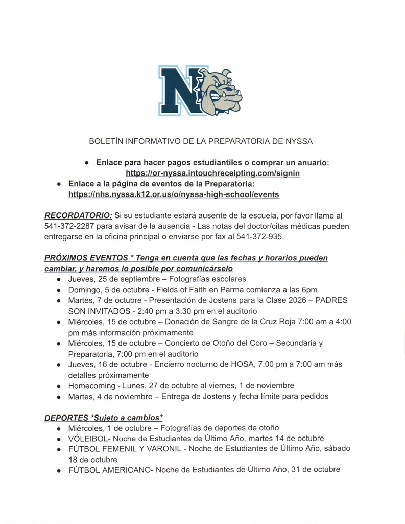 NHS Weekly Newsletter