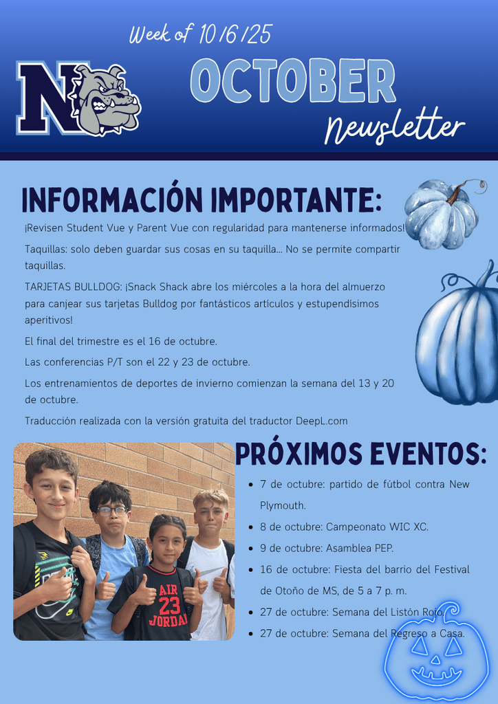 October Newsletter in Spanish