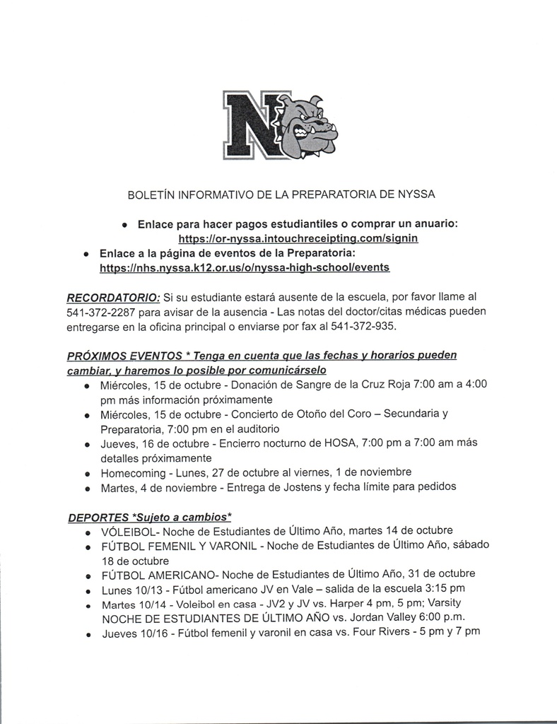 NHS Weekly Newsletter