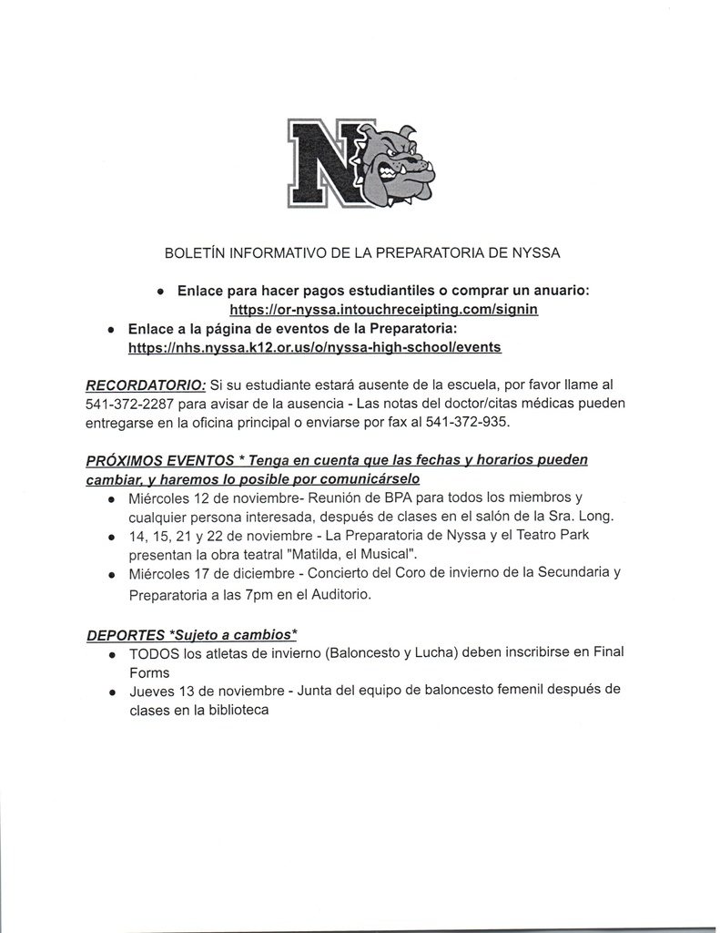 NHS Weekly Newsletter