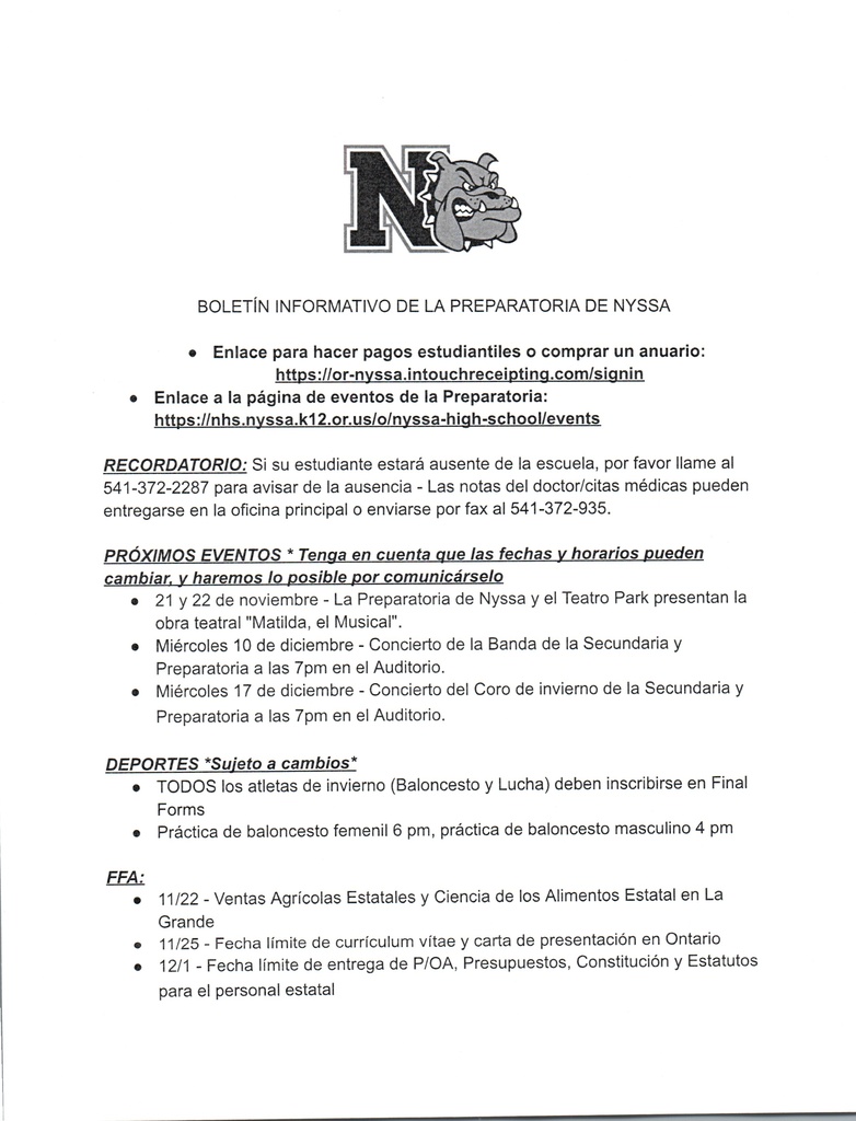 NHS Weekly Newsletter