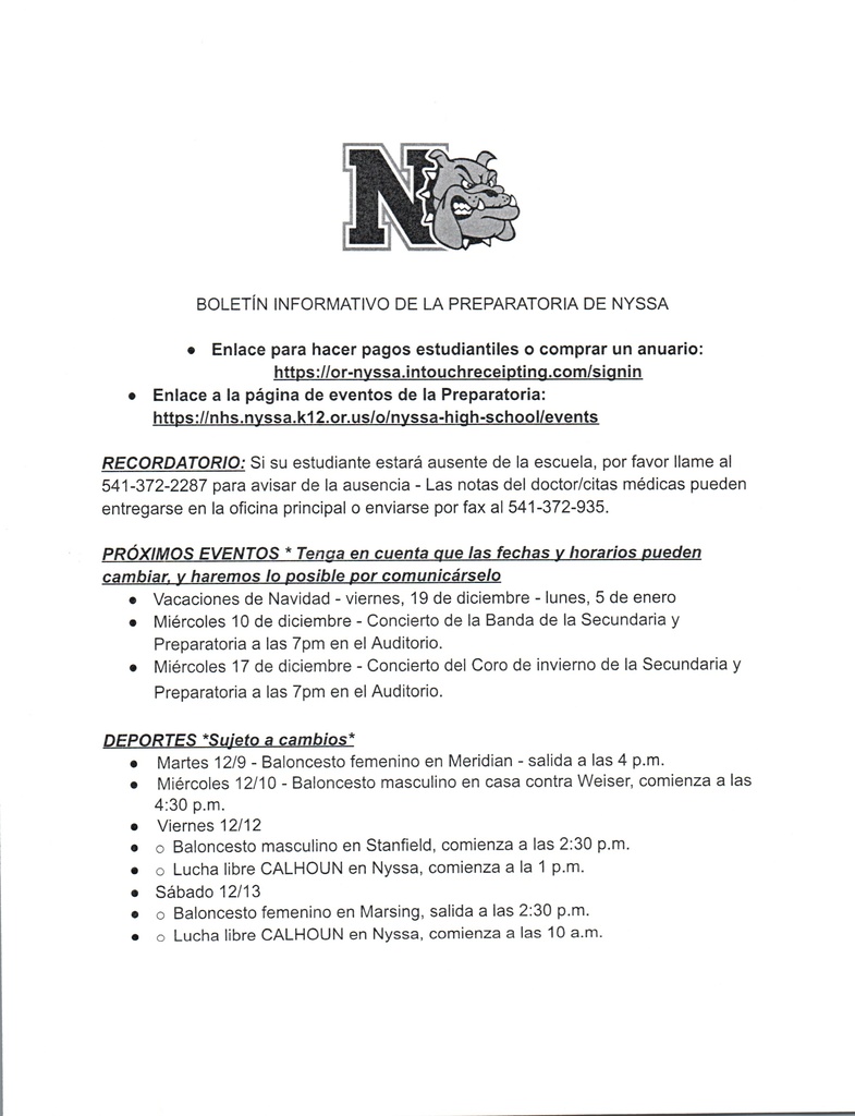 NHS Weekly Newsletter