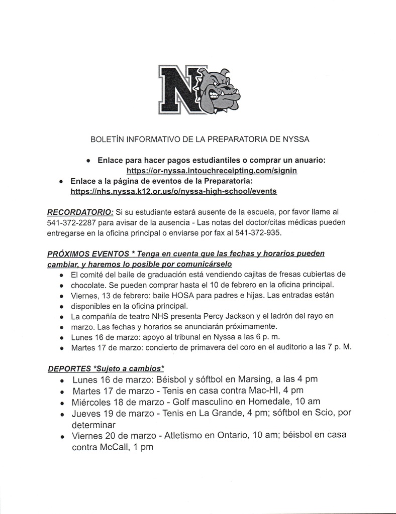 NHS Weekly Newsletter