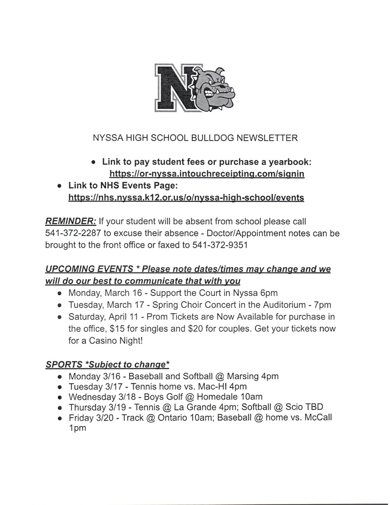 NHS Weekly Newsletter