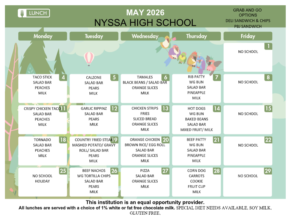NHS Lunch Menu