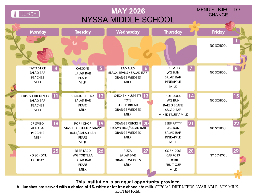 NMS Lunch Menu
