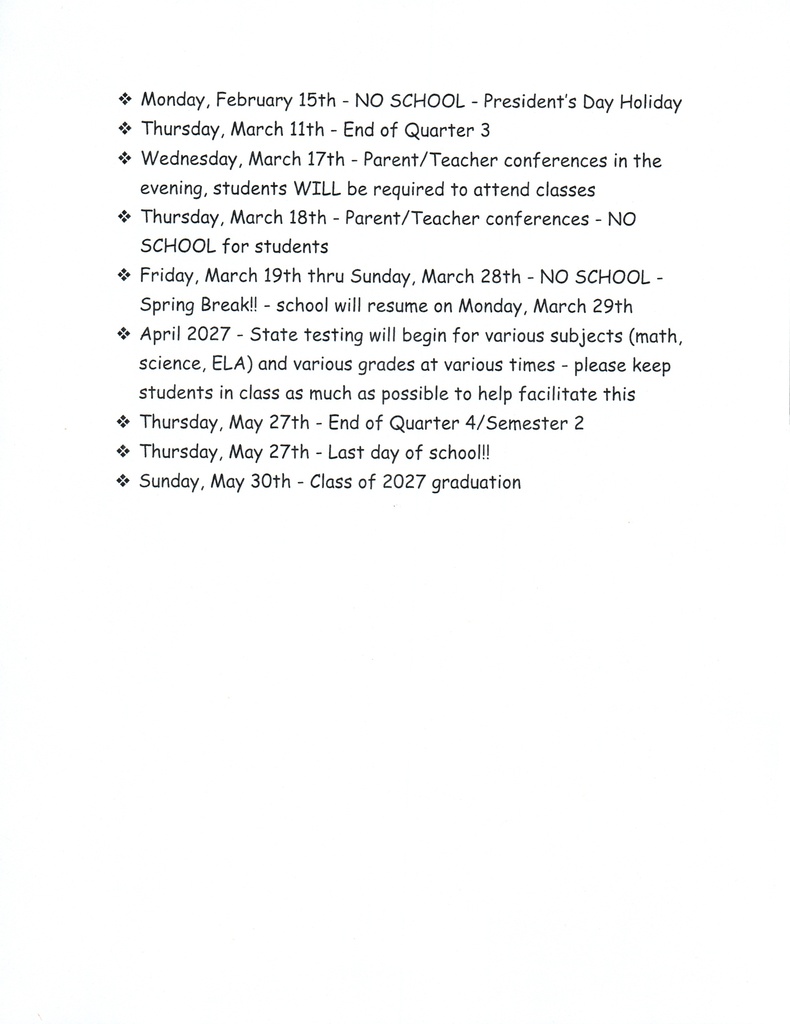 Important Dates Part 2