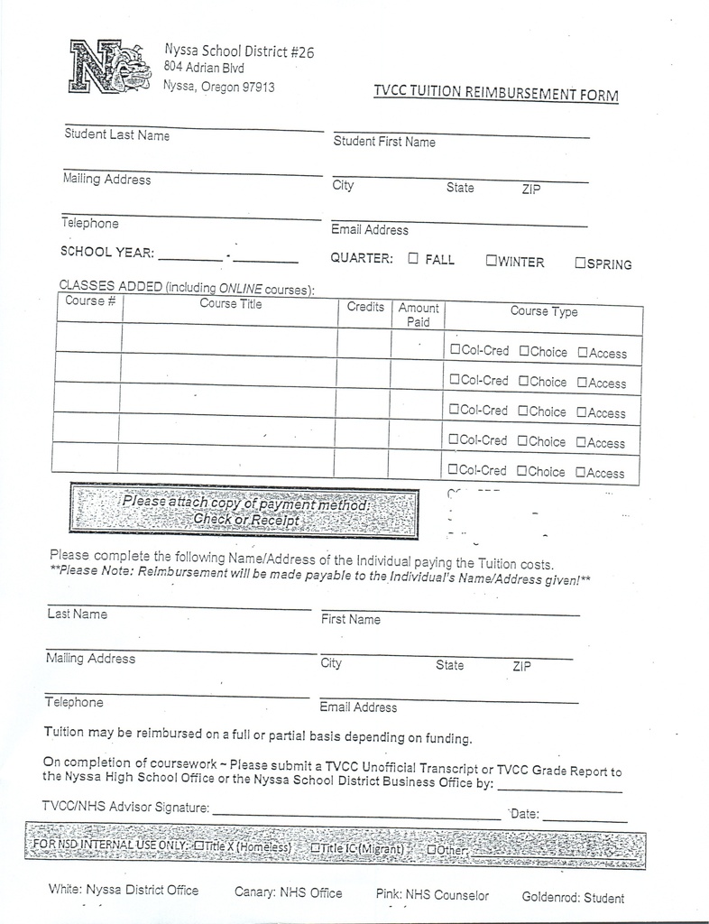 Dual Credit College Reimbursement Reminder