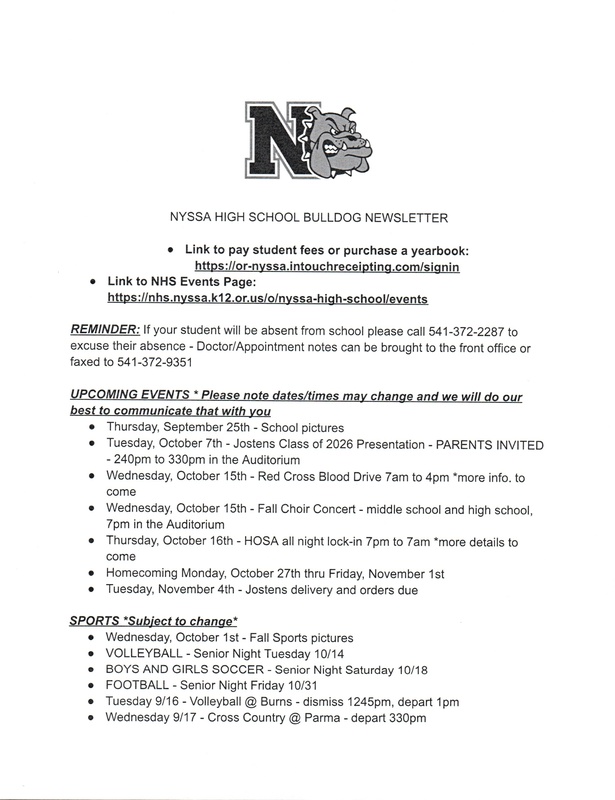 NHS Weekly Newsletter