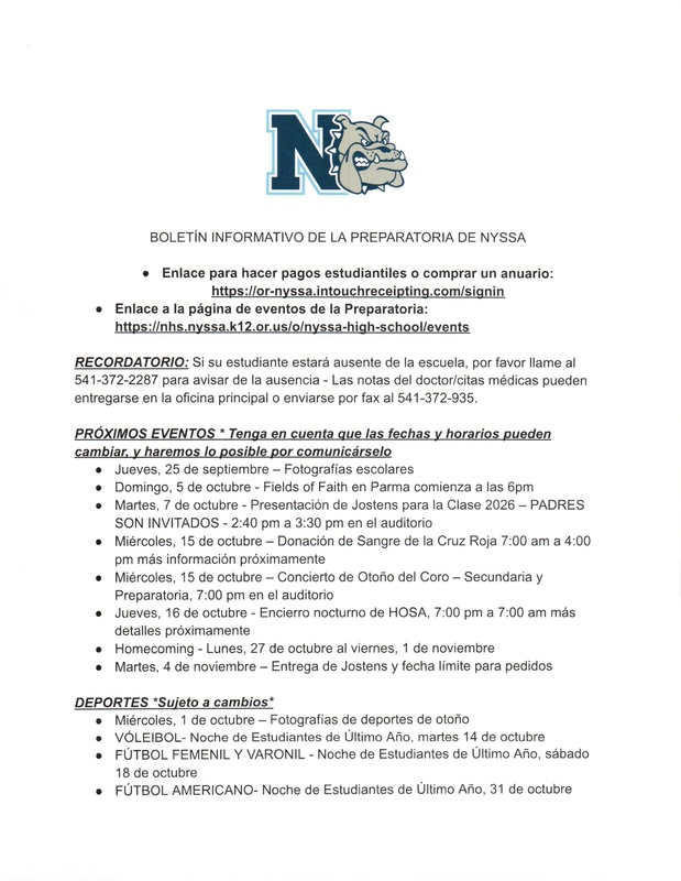 NHS Weekly Newsletter