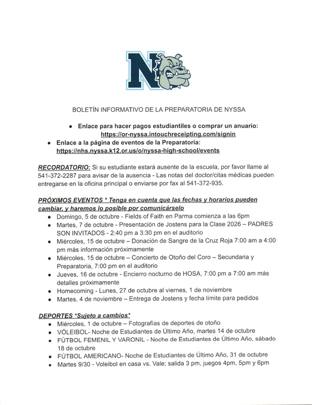 NHS Weekly Newsletter