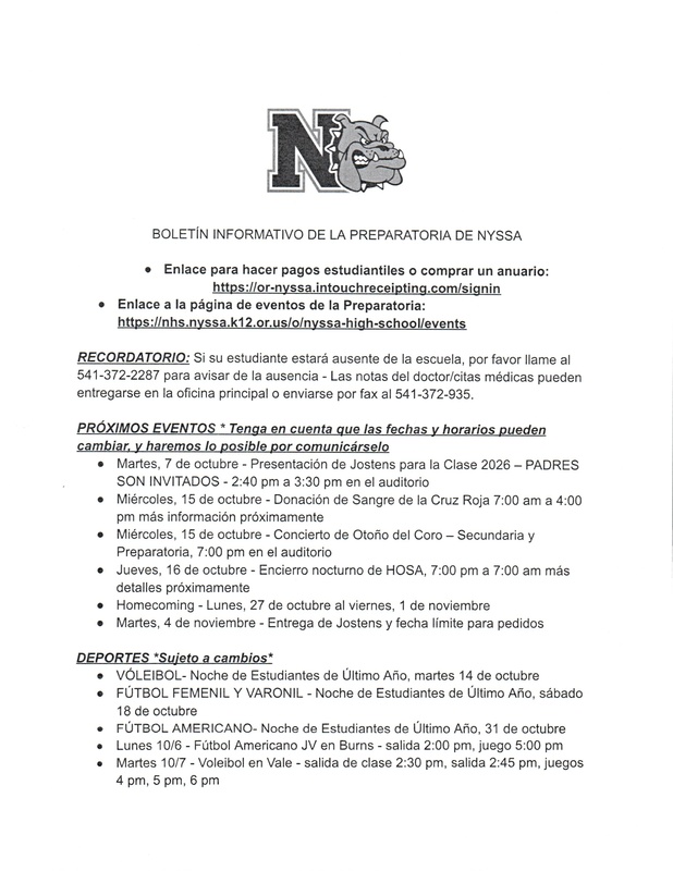 NHS Weekly Newsletter
