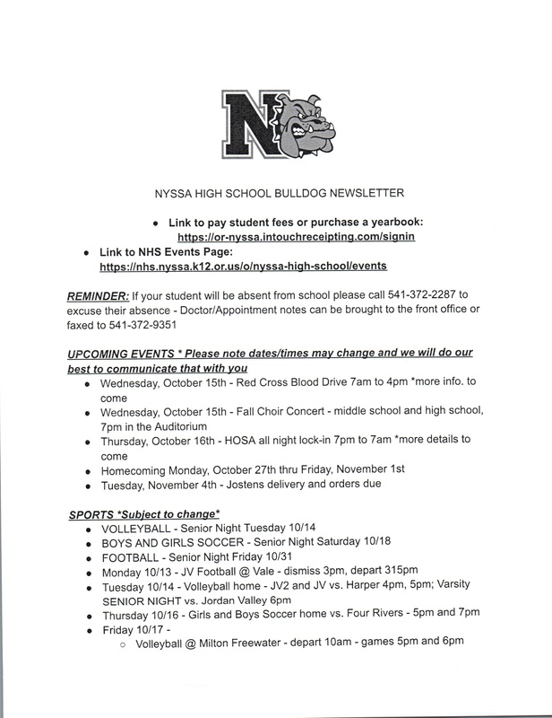 NHS Weekly Newsletter