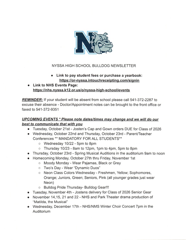 NHS Weekly Newsletter
