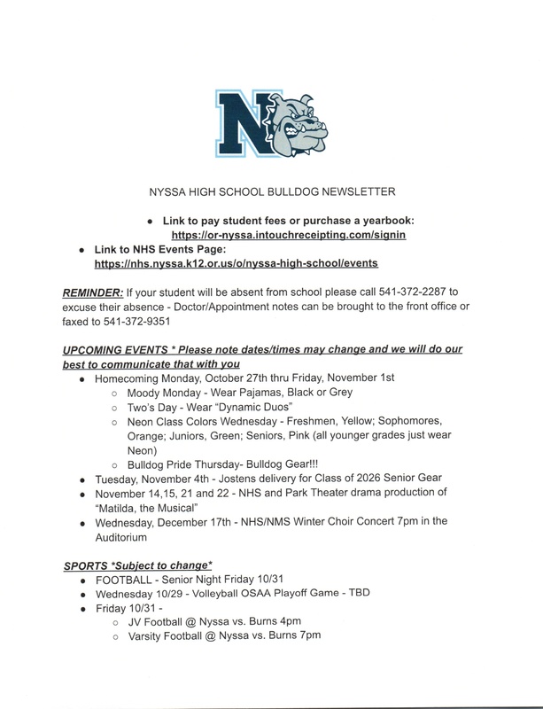 NHS Weekly Newsletter