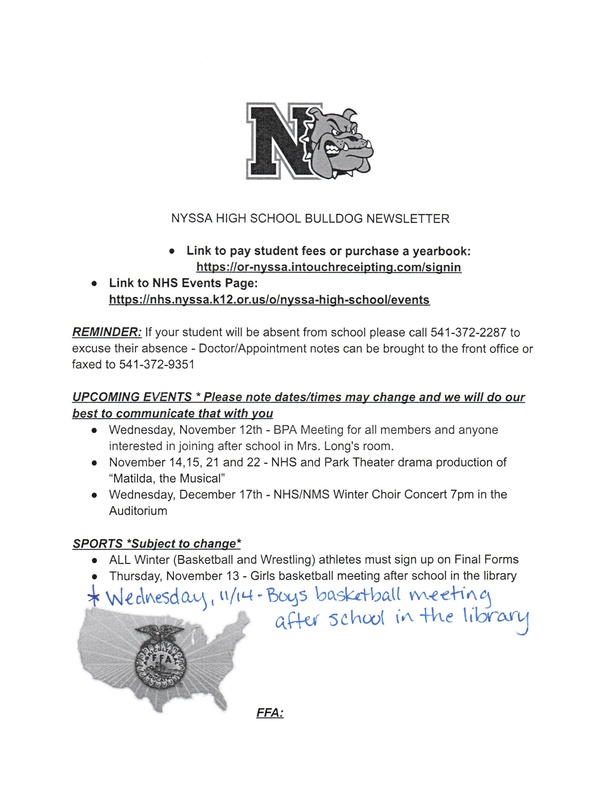 NHS Weekly Newsletter