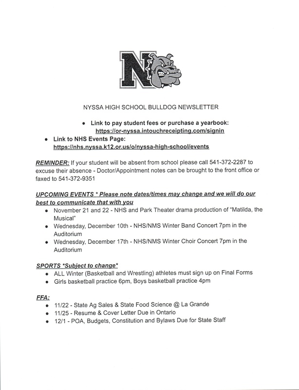 NHS Weekly Newsletter